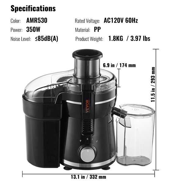 VEVOR 350W 2 Speed Centrifugal Juice Extractor Juicer Machine Wayfair